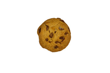 Chocolate chip cookie isolated on white background