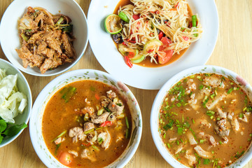 Set of spicy Thai traditional kerry and vegetable