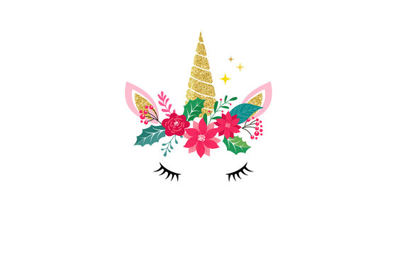 Cute unicorn illustration - Merry Christmas card and shirt design