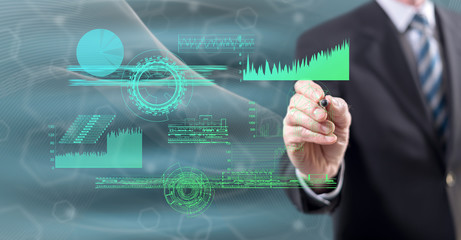 Man touching a digital analytics concept