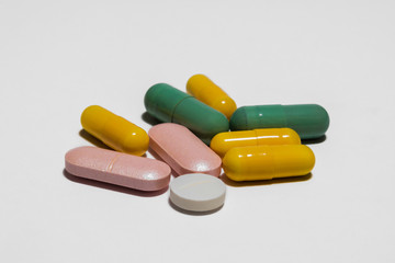 pills on white background