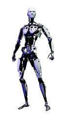 3D Rendering Male Robot on White