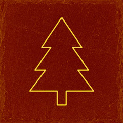 christmas tree yellow highlight frame on red slate background