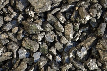 
Coal anthracite enriched with a large grade is shot close up.