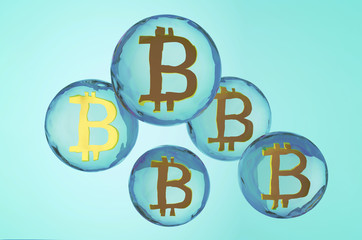 Bitcoin bubble - digital cryptocurrency concept image