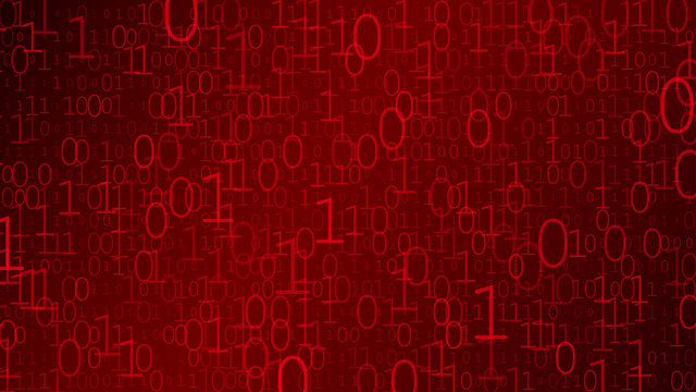 Background of zeros and ones in red colors