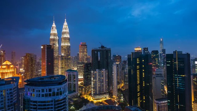 Time lapse of kuala lumpur cityscape form day to night