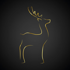 golden reindeer on black background christmas design