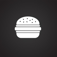 Burger on black background icon