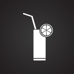 Cocktail lemonade on black background icon