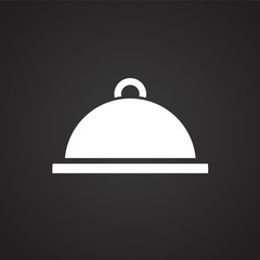 Fototapeta na wymiar Dish with lid on black background icon