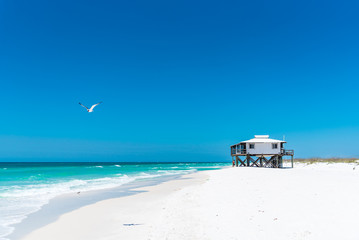 Lone Beach house on a beautiful white sand beach, Shell Island, Panama City Beach, Florida