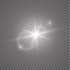 Sun flash with rays and spotlight. Vector transparent sunlight special lens flare light effect.