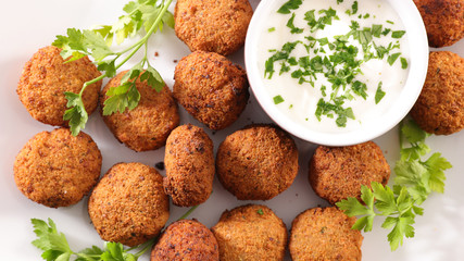 fried falafel and dip