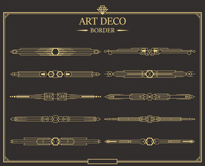 Set of Art deco gold calligraphic page dividers.