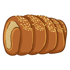 Vector Cartoon Traditional Czech Snack - Trdelnik with Sugar Crumb