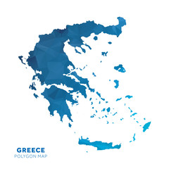 Naklejka premium Map of Greece. Blue geometric polygon map.