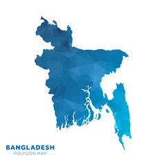 Map of Bangladesh. Blue geometric polygon map.