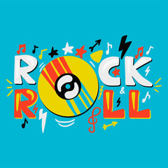inspirational and motivational hand drawn concept Rock ‘n’ Roll