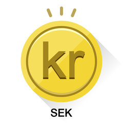 スウェーデンクローナ通貨コインアイコンベクターイラスト