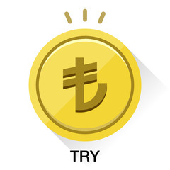 トルコリラ通貨コインアイコンベクターイラスト