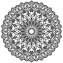 Outline Mandala. Ornamental round doodle flower isolated on white background. Geometric circle element. Vector illustration.