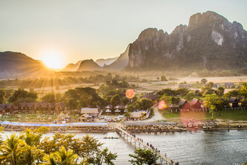 Nam Song River in Vangvieng Lao