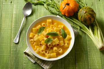 pumpkin soup with pasta - italian recipe