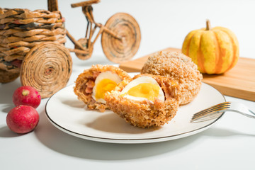 Scotch Eggs with Decorated background
