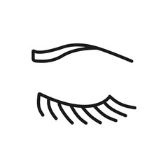Soft arched eyebrow shape linear icon. Thin line illustration. Rounded, curved eyebrows. Brows shaping by tattooing. Closed woman eye. Contour symbol. Vector isolated outline drawing. Editable stroke