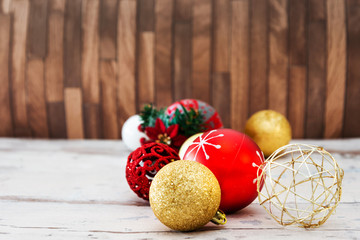 christmas decoration ornament on the wooden table