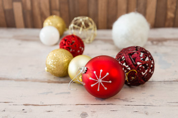 christmas decoration ornament on the wooden table