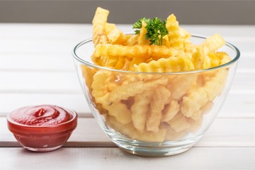 Homemade pile of appetizing french fries