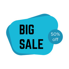 Blue big sale sticker with text