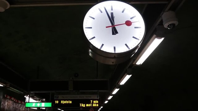 Mechanical clock in the underground metro.