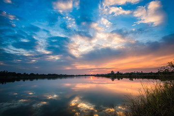 sunset at the lake landscape