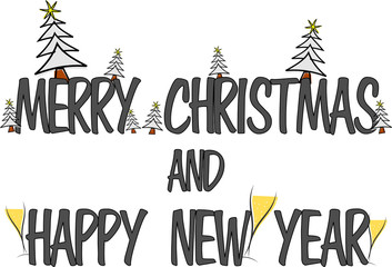Fototapeta premium Merry Christmas And Happy New Year