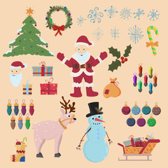 great Christmas and new year set of elements for flat design