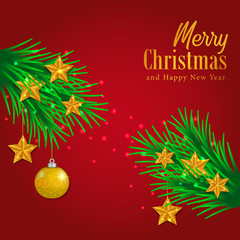 Christmas poster template with illustration of garland decoration