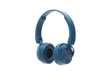 bluetooth blue headphone on white background isolated