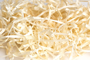 Background of paper filling for gift boxes isolated, closed up