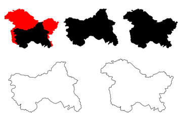 Jammu and Kashmir (States and union territories of India, Federated states, Republic of India) map vector illustration, scribble sketch Jammu and Kashmir state map