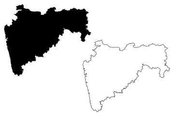 Maharashtra (States and union territories of India, Federated states, Republic of India) map vector illustration, scribble sketch Maharashtra (MH) state map