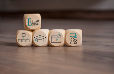 Würfelquader mit E-Learning Onlineseminar Onlinekurs