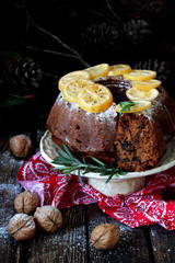 Christmas cake with dried fruits and nuts