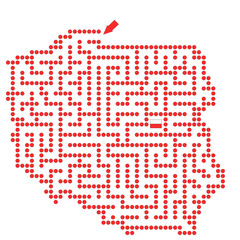 Fototapeta premium vector labyrinth in the form of Poland with red circles