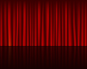 Empty stage with red curtain seamless template