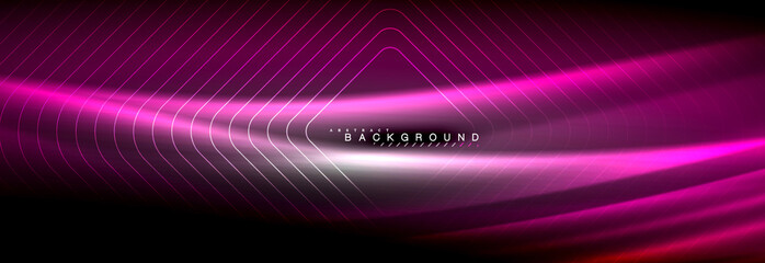 Neon glowing fluid wave lines, magic energy space light concept, abstract background wallpaper design