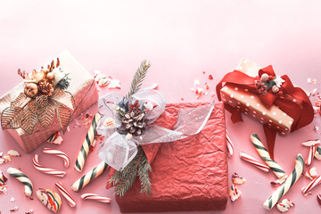 Beautiful festive gift box with various colorful sweets