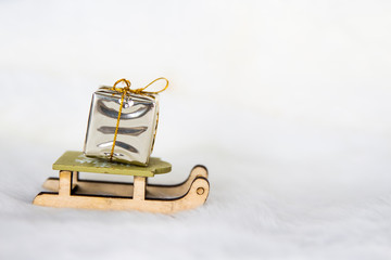 Sleigh full of presents at Christmas day